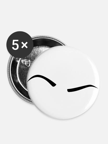 Erhöhte Augenbraue - Schwarz - Buttons groß 56 mm (5er Pack) - Weiß