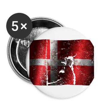 Dänemark Flagge cooler Vintage used Sport Look - Buttons groß 56 mm (5er Pack) - Weiß - Vorne