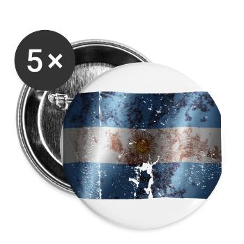 Drapeau de l'Argentine cool vintage utilisé sport look - Lot de 5 grands badges (56 mm) - blanc - Devant