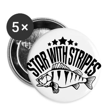 Étoile avec des rayures - Lot de 5 grands badges (56 mm) - blanc - Devant
