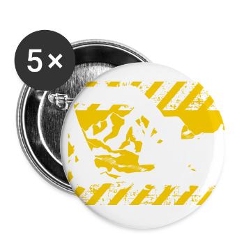 Bagger Maschinenführer Arbeit Beruf Job Gala bau - Buttons groß 56 mm (5er Pack) - Weiß - Vorne