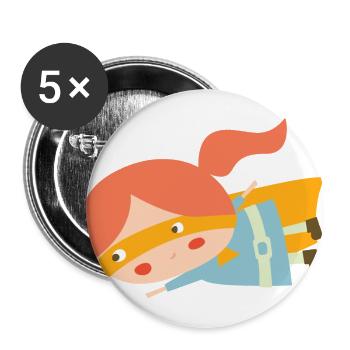 Flying superheroine - Buttons large 2.2''/56 mm (5-pack) - white - Front