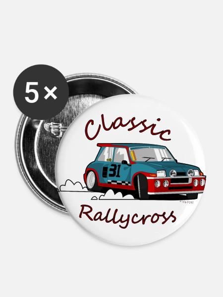 Rallycross - Buttons groß 56 mm (5er Pack) - Weiß