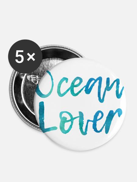 Ocean Lover - Buttons groß 56 mm (5er Pack) - Weiß