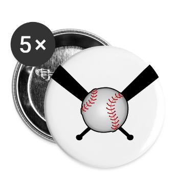 Baseball with baseball bat over cross - Buttons large 2.2''/56 mm (5-pack) - white - Front