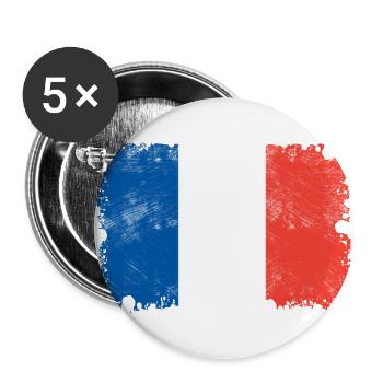 France flag, France, France flag - Buttons large 2.2''/56 mm (5-pack) - white - Front