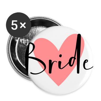 Poule partie coeur rose mariée - Lot de 5 grands badges (56 mm) - blanc - Devant