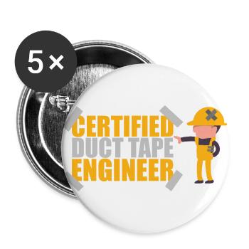 Certified Duct Tape Engineer Gift Idea - Buttons large 2.2''/56 mm (5-pack) - white - Front
