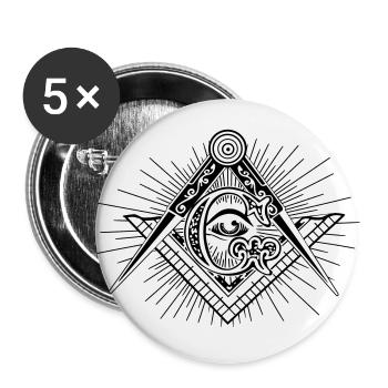 Masonic Eye Brotherhood Secret Illuminati - Buttons large 2.2''/56 mm (5-pack) - white - Front