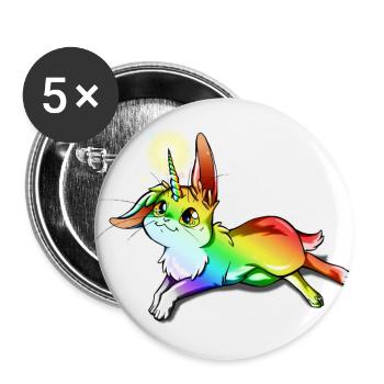 Kaninchen - Einhorn - Buttons groß 56 mm (5er Pack) - Weiß - Vorne