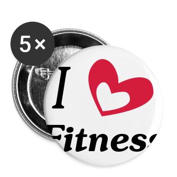 i love fitness - Buttons groß 56 mm (5er Pack) - Weiß - Vorne