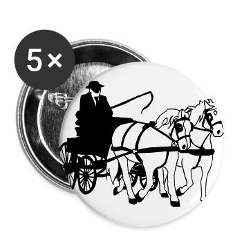 Carriage color customizable two-horse gift horse - Buttons large 2.2''/56 mm (5-pack) - white - Front