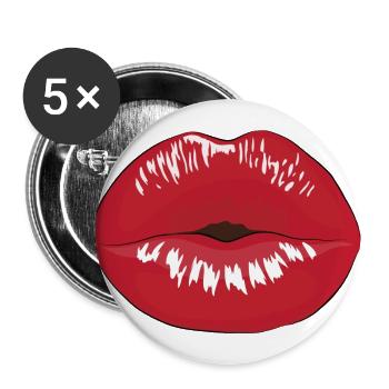 Embrasser la bouche avec du rouge à lèvres - Lot de 5 grands badges (56 mm) - blanc - Devant