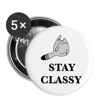 stay classy Katze Geschenkidee Geschenk - Buttons groß 56 mm (5er Pack) - Weiß - Vorne