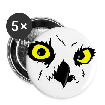 Eule - Buttons groß 56 mm (5er Pack) - Weiß - Vorne