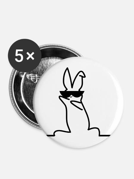 cool bunny - Buttons large 2.2''/56 mm (5-pack) - white