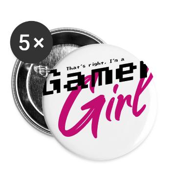 Gamer girl pink - Buttons large 2.2''/56 mm (5-pack) - white - Front