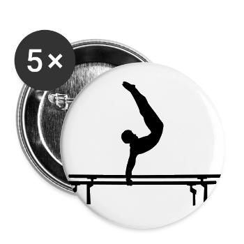Men's Gymastics, Gymnast doing parallel bars - Lot de 5 grands badges (56 mm) - blanc - Devant