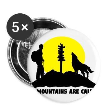 Der Berg ruft, wandern - Buttons groß 56 mm (5er Pack) - Weiß - Vorne