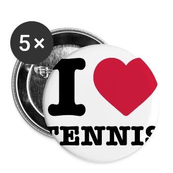 I love Tennis Herz Sport Ball Schläger Spieler - Buttons groß 56 mm (5er Pack) - Weiß - Vorne