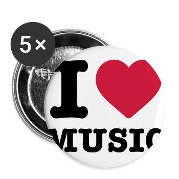 I love music heart music instrument listen gift - Buttons large 2.2''/56 mm (5-pack) - white - Front