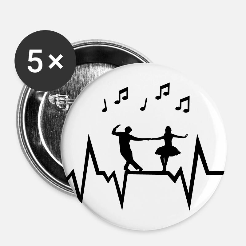 Dancer & Heartbeat with music notes - Buttons large 2.2''/56 mm (5-pack) - white