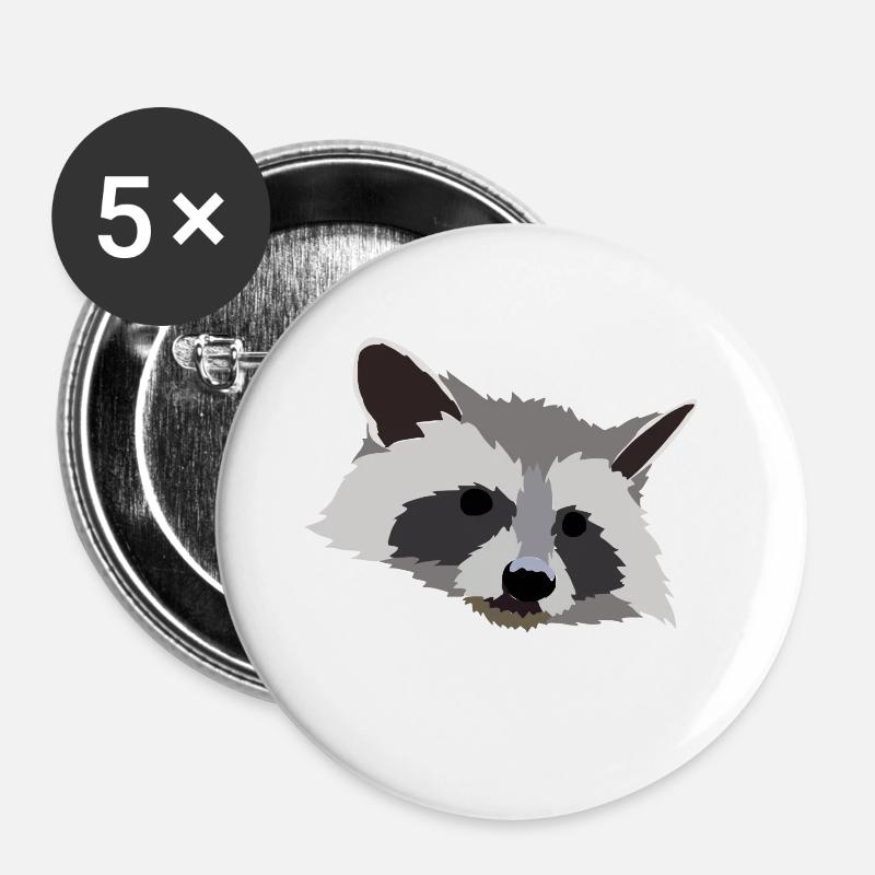 Racoon - Buttons large 2.2''/56 mm (5-pack) - white