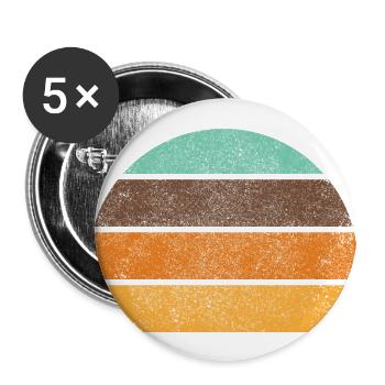 Retro Sonne Sunset Vintage Regebbogen Hintergrund - Buttons groß 56 mm (5er Pack) - Weiß - Vorne