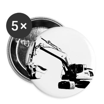 Excavatrice - Lot de 5 grands badges (56 mm) - blanc - Devant