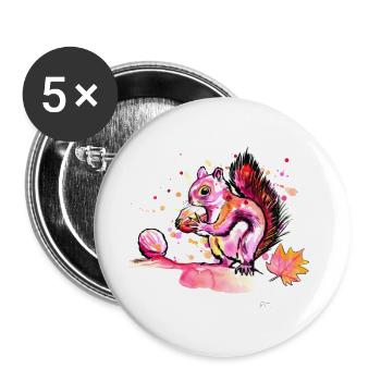 Écureuil en se nourrissant - Lot de 5 grands badges (56 mm) - blanc - Devant