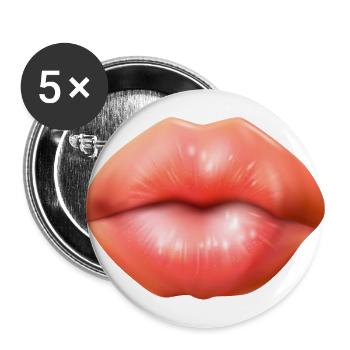 Sexy big lips - Buttons large 2.2''/56 mm (5-pack) - white - Front