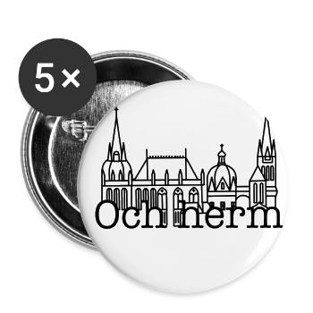Stadt Aachen „Och herm“, Sehenswürdigkeit, Dom - Buttons groß 56 mm (5er Pack) - Weiß - Vorne