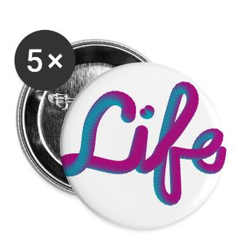 3d letters "life" - Buttons large 2.2''/56 mm (5-pack) - white - Front