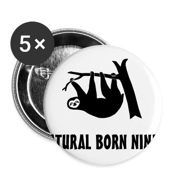 faultier natural born ninja klettern bouldern born - Buttons groß 56 mm (5er Pack) - Weiß - Vorne