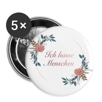 Ich hasse Menschen - Buttons groß 56 mm (5er Pack) - Weiß - Vorne