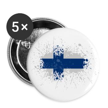 Drapeau de la Finlande - Lot de 5 grands badges (56 mm) - blanc - Devant