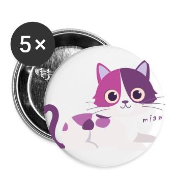 Cat miaw love, cat lovers, miaw, meow - Buttons large 2.2''/56 mm (5-pack) - white - Front
