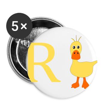 Rente Ente - Buttons groß 56 mm (5er Pack) - Weiß - Vorne