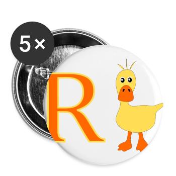 Rente Ente - Buttons groß 56 mm (5er Pack) - Weiß - Vorne