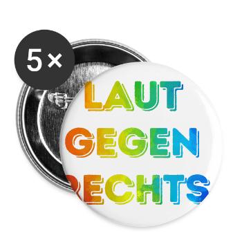 Laut gegen rechts Nr 08 - Buttons groß 56 mm (5er Pack) - Weiß - Vorne