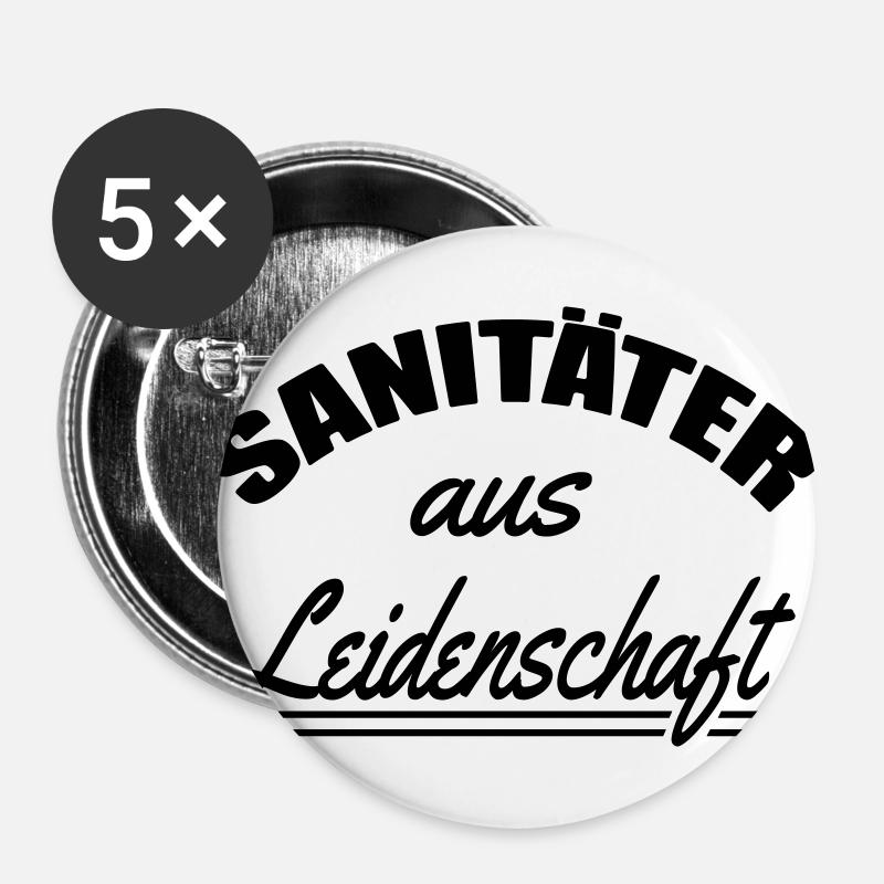 Sanitäter aus Leidenschaft - Buttons groß 56 mm (5er Pack) - Weiß