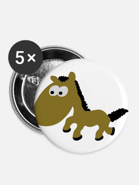 Pferd - Buttons groß 56 mm (5er Pack) - Weiß