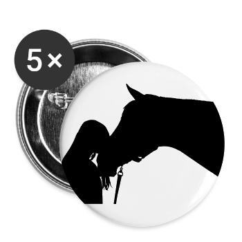 Pferd - Buttons groß 56 mm (5er Pack) - Weiß - Vorne