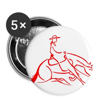 Westernreiter Slidingstop rot - Buttons groß 56 mm (5er Pack) - Weiß - Vorne