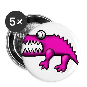 crocodile rose - Lot de 5 grands badges (56 mm) - blanc - Devant