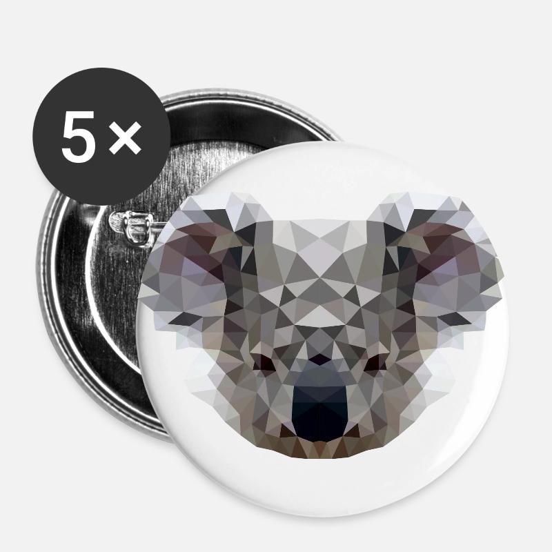 Polygon Koala - Buttons large 2.2''/56 mm (5-pack) - white