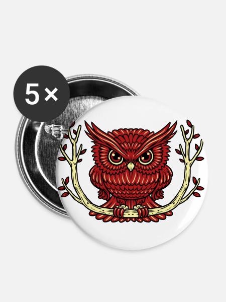 Die HuHuuu-hEule - Buttons groß 56 mm (5er Pack) - Weiß