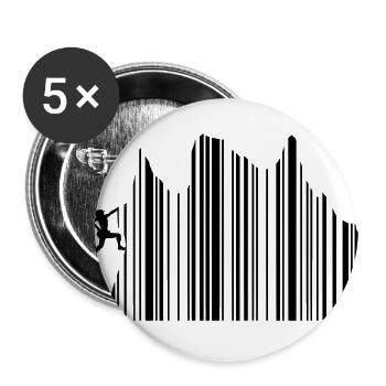 Climbing Klettern Barcode Freeclimbing 1c - Buttons groß 56 mm (5er Pack) - Weiß - Vorne