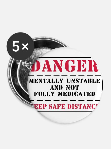 danger - Buttons groß 56 mm (5er Pack) - Weiß