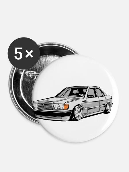 W201 E190 tuning car - Buttons groß 56 mm (5er Pack) - Weiß